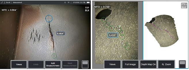 使用工業內窺鏡測量裂紋裂縫的長度 使用工業內窺鏡測量裂紋裂縫的長度